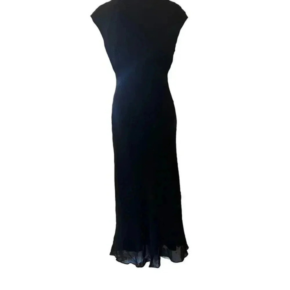 Jones New York formal dress 100% silk black and beaded maxi size 10 - Picture 8 of 8